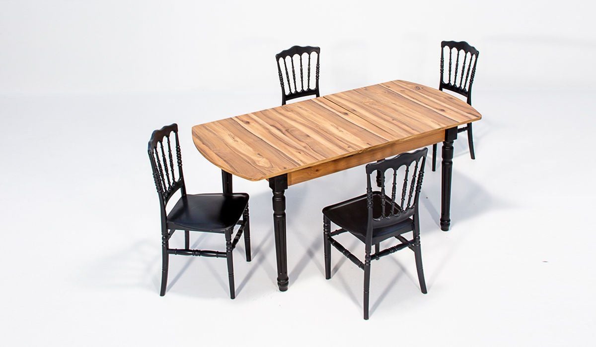 Sofia Ceviz Masa Miray Sandalye Takımı - Siyah