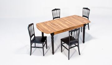 Sofia Ceviz Masa Miray Sandalye Takımı - Siyah