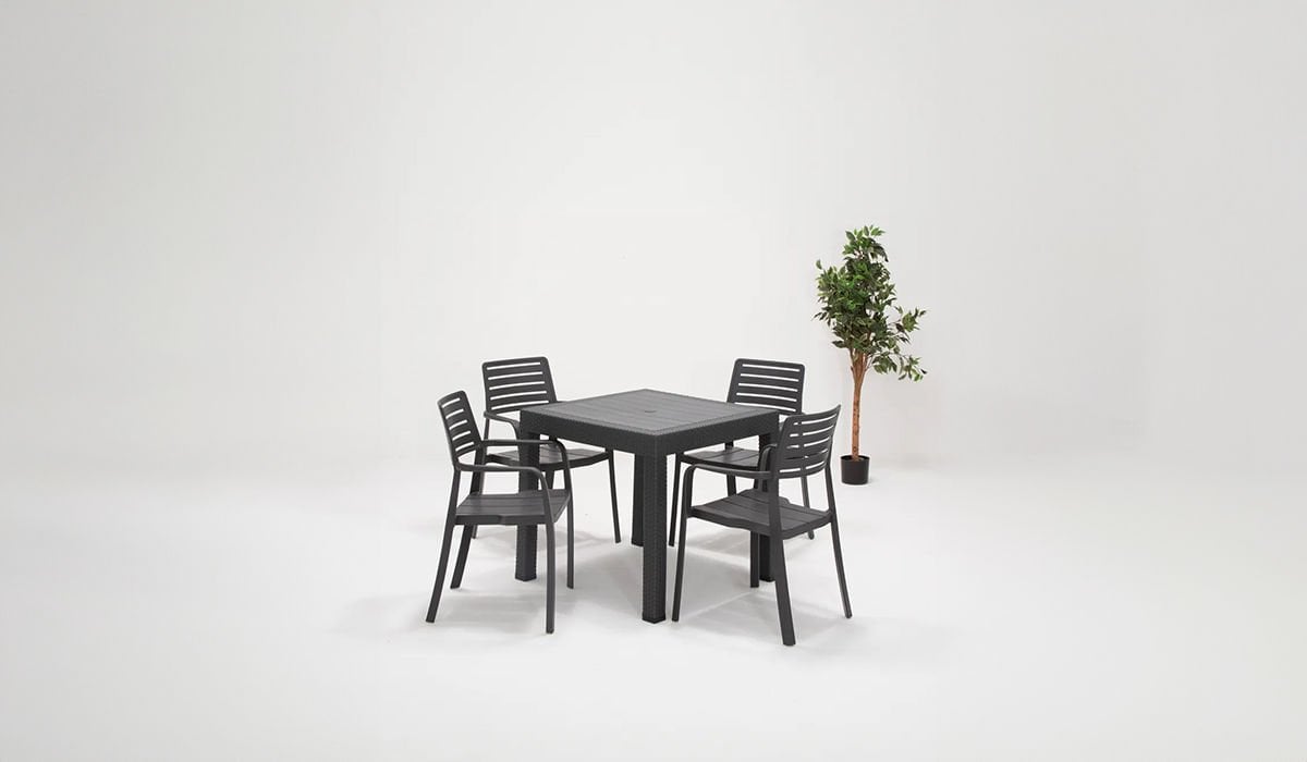 Lucia Antrasit Bahçe Masa Seti (4 Kişilik)