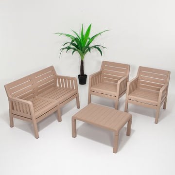 Lara 2+1+1+S Bahçe Oturma Grubu (Mindersiz) - Cappucino