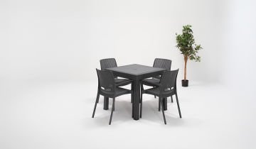 Rattan Kollu Bahçe Masa Takımı - Antrasit (4 Kişilik)