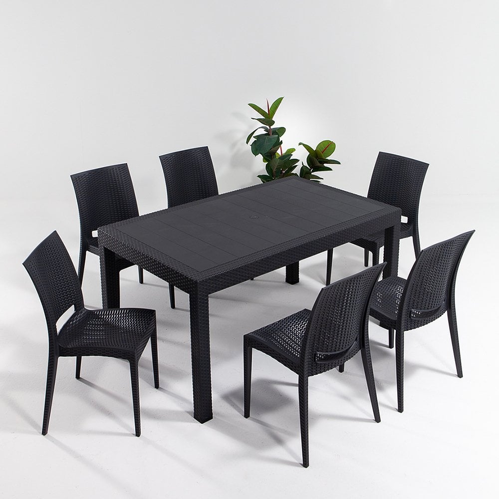 Rattan 6 Kişilik Bahçe Masa Takımı- Antrasit