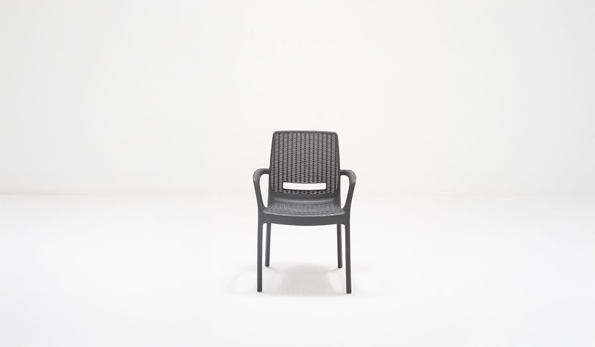 Rattan 6 Kişilik Kollu Masa Seti - Antrasit