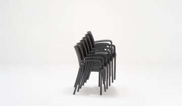 Rattan Small Kollu Camlı Masa Seti - Antrasit
