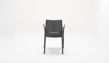 Rattan Small Kollu Camlı Masa Seti - Antrasit