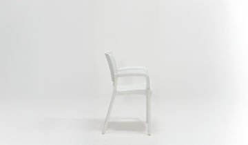 Rattan Small Kollu Camlı Masa Seti - Beyaz