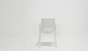 Rattan Small Kollu Camlı Masa Seti - Beyaz