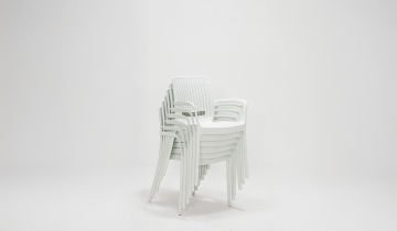 Rattan Small Kollu Camlı Masa Seti - Beyaz