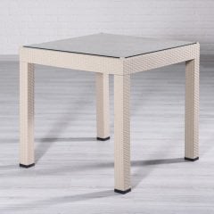 Rattan Small Camlı Masa Seti - Cappucino