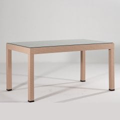 Rattan Large Camlı Masa Seti - Cappucino-Camlı