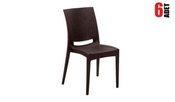 Rattan Sandalye Kahve (6 Adet)