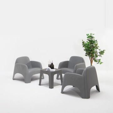 Şile Pratik Bahçe, Balkon Oturma Grubu ( 1+1+1+S ) Bahçe Mobilyası / Gri
