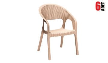 Garden Rattan Sandalye Cappucino (6 Adet)