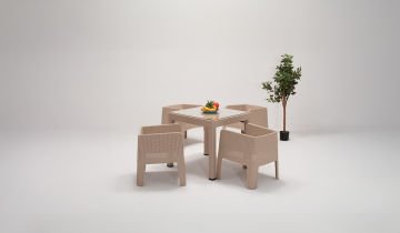 Apex Lüx Cappucino Camlı Bahçe Takımı