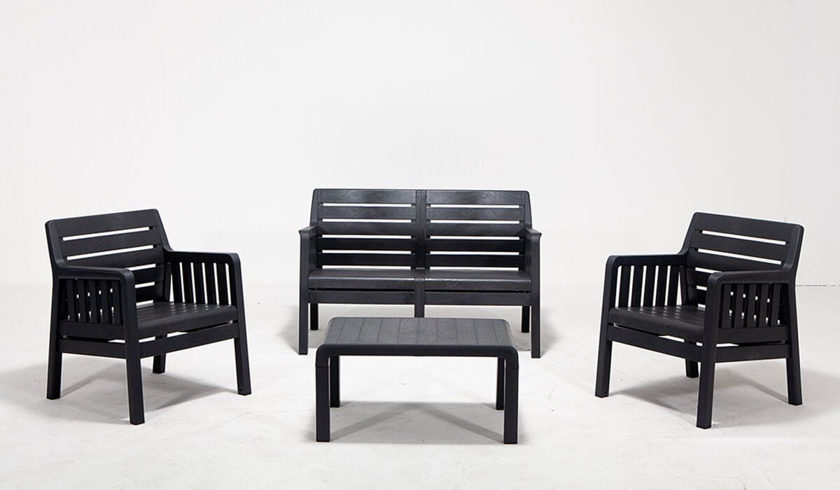 Lara Bahçe Oturma Grubu 2+1+1+S (Mindersiz-Antrasit)