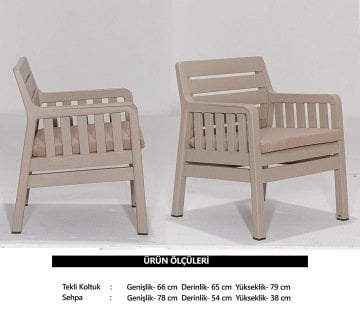 Lara Tekli Koltuk -Minderli - Renkli Antrasit