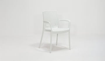 Rattan Sandalye Kollu Beyaz (4 Adet)