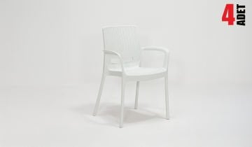 Rattan Sandalye Kollu Beyaz (4 Adet)