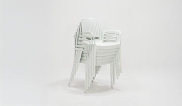 Rattan Sandalye Kollu Beyaz (4 Adet)