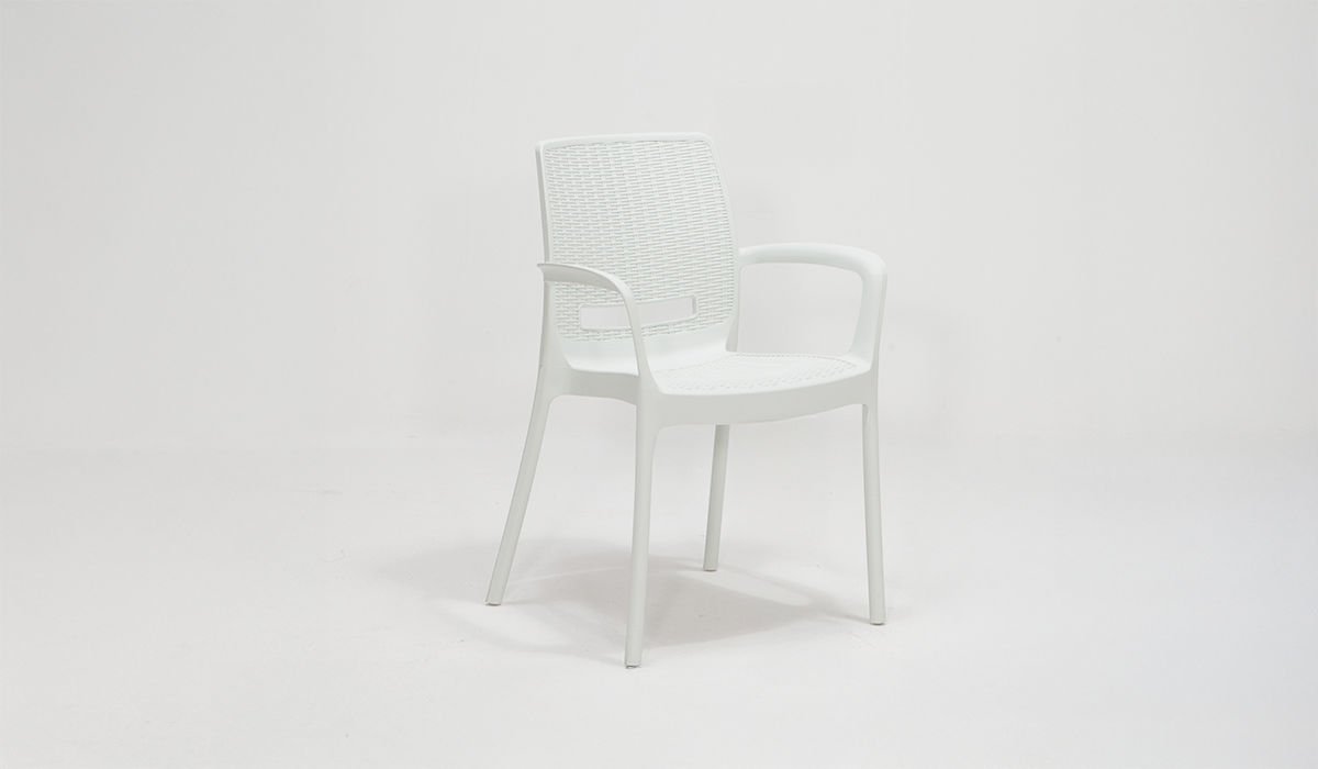 Rattan Sandalye Kollu Beyaz (6 Adet)