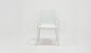 Rattan Sandalye Kollu Beyaz (6 Adet)