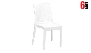 Rattan Sandalye Beyaz (6 Adet)