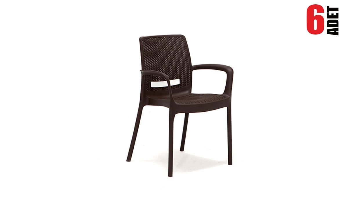 Viva Rattan Sandalye Lüx Kahve (Kollu-6 Adet)