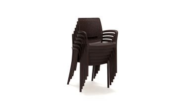 Viva Rattan Sandalye Lüx Kahve (Kollu-6 Adet)