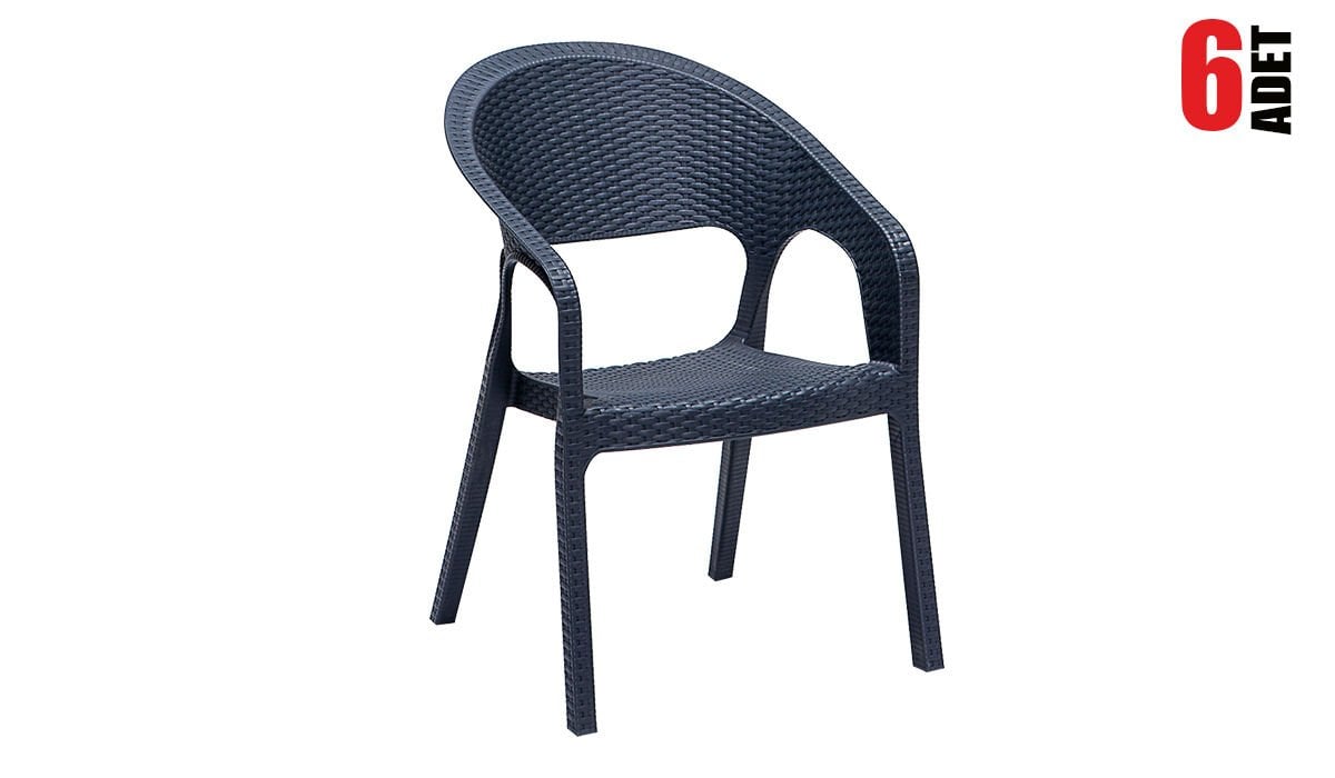 Garden Rattan Sandalye Antrasit (6 Adet)
