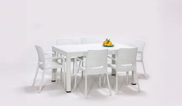 Viva Rattan Large Kollu Masa Seti - Beyaz