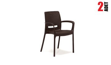 Viva Rattan Sandalye Lüx Kahve (Kollu-2 Adet)