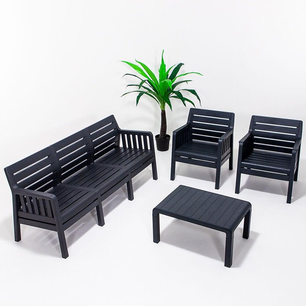 Lara 3+1+1+S  (Mindersiz) Bahçe Oturma Grubu - Antrasit