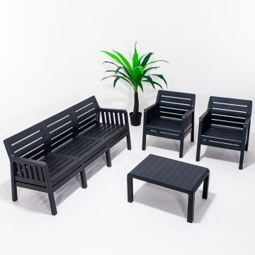 Lara 3+1+1+S  (Mindersiz) Bahçe Oturma Grubu - Antrasit