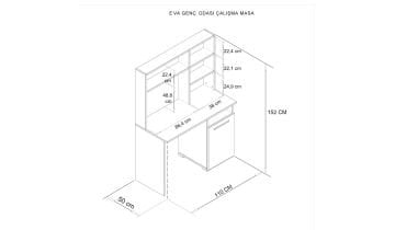 Eva 50x110 Cm Çalışma Masası Bilgisayar Masası Ofis Ders Yemek Masası Beyaz