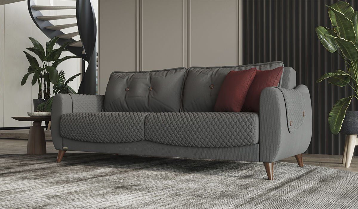 Olivya Üçlü Koltuk - Gri