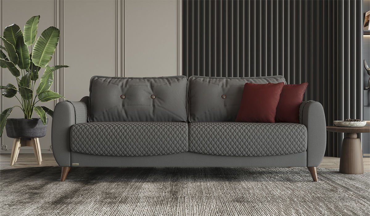 Olivya Üçlü Koltuk - Gri