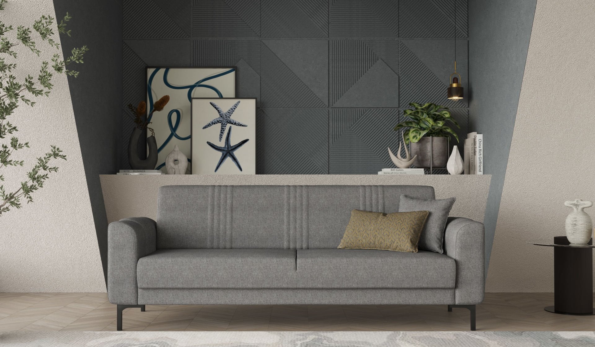 Rio Üçlü Koltuk Gri