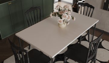Nero Beyaz Masa 75x110 cm Miray Siyah Sandalye Mutfak Masa Takımı