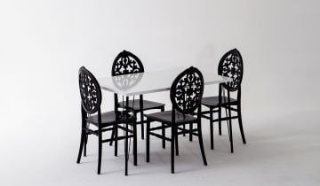 Nero Beyaz Masa 75x110 cm Venüs Siyah Sandalye Mutfak Masa Takımı