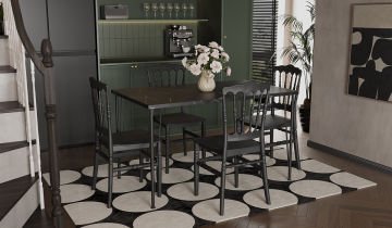 Nero Siyah Masa 75x110 cm Napolyon Siyah Sandalye Mutfak Masa Takımı