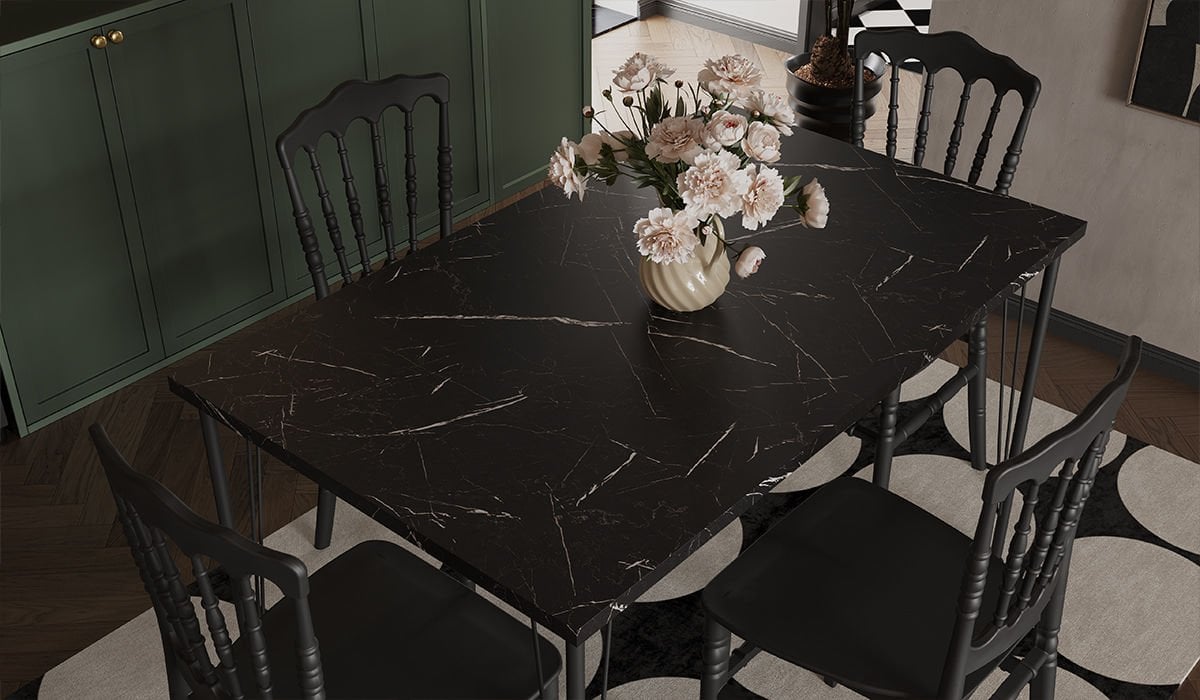 Nero Siyah Masa 75x110 cm Napolyon Siyah Sandalye Mutfak Masa Takımı