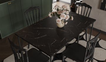 Nero Siyah Masa 75x110 cm Napolyon Siyah Sandalye Mutfak Masa Takımı