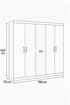 Akça 5 Kapaklı Aynalı Gardırop