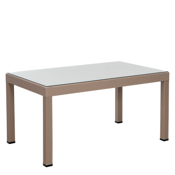 Rattan 90x150 Camlı Masa - Cappucino