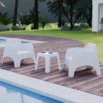 Şile 1+1+S Bahçe Oturma Grubu (Cappucino) Beyaz