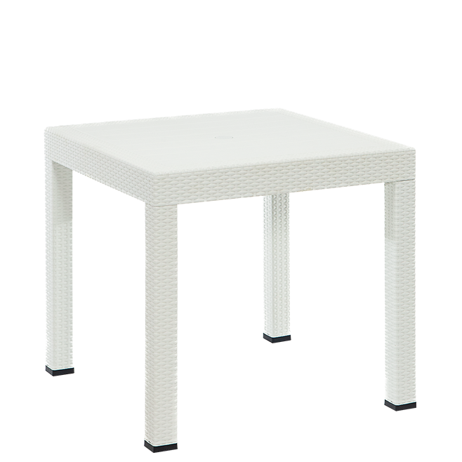 Rattan Kare Masa - Beyaz