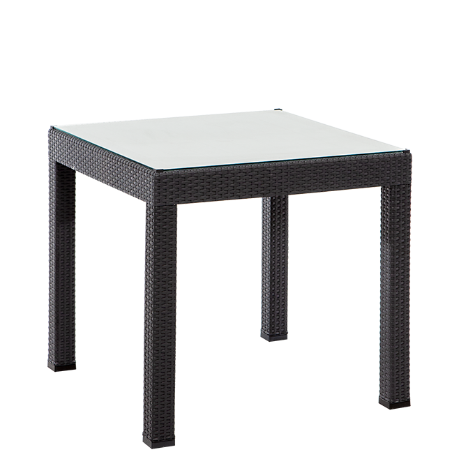 Rattan Kare Camlı Masa - Antrasit
