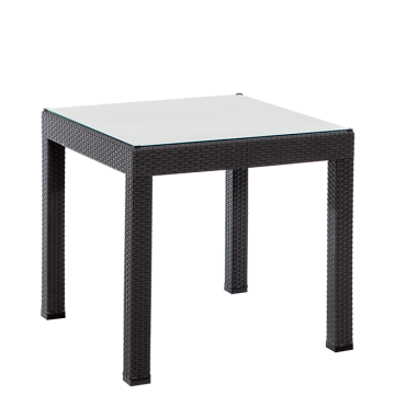 Rattan Kare Camlı Masa - Antrasit