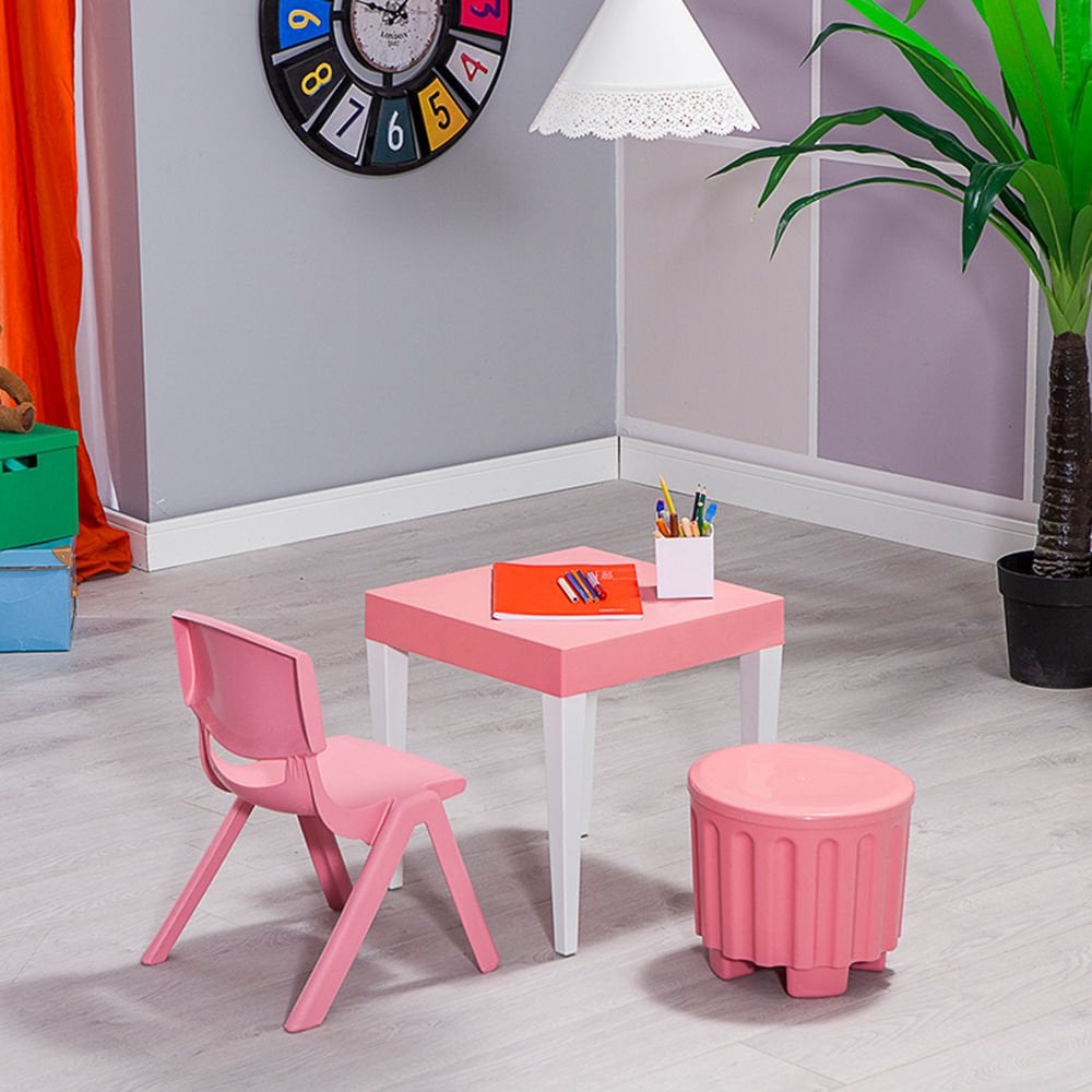 Junior Çocuk Kare Aktivite Masa Seti - Pembe