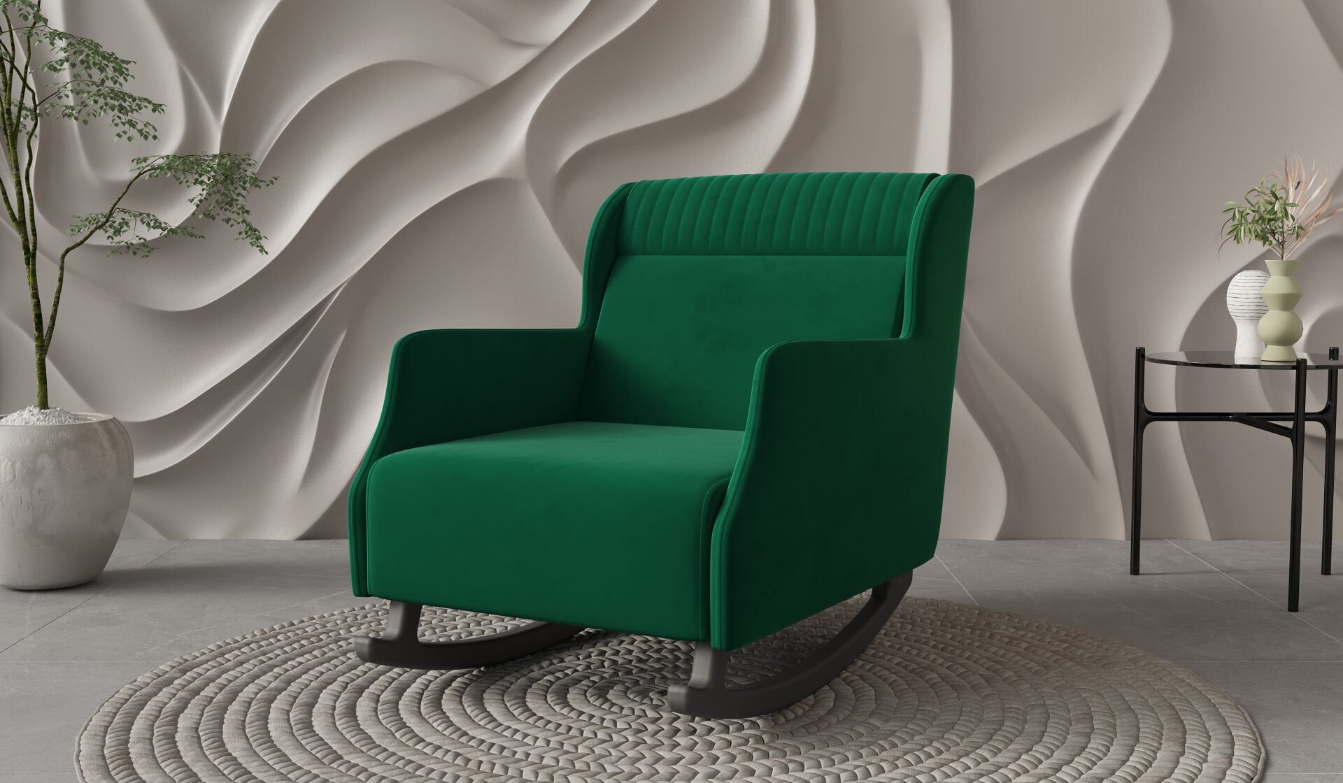 Nepal Sallanır Berjer Tv Koltuğu Dinlenme Koltuğu -Yeşil